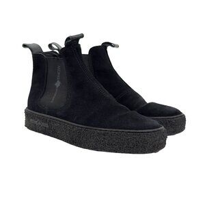 CANADA SNOW Suede Winter Chealsea Ankle Flat Platform Black Wool Lined Boots 37